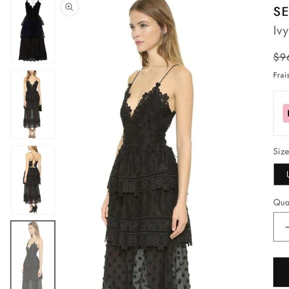 NWOT Black Ivy Lace Trim Plunge Midi Dress size Medium - Picture 2 of 11